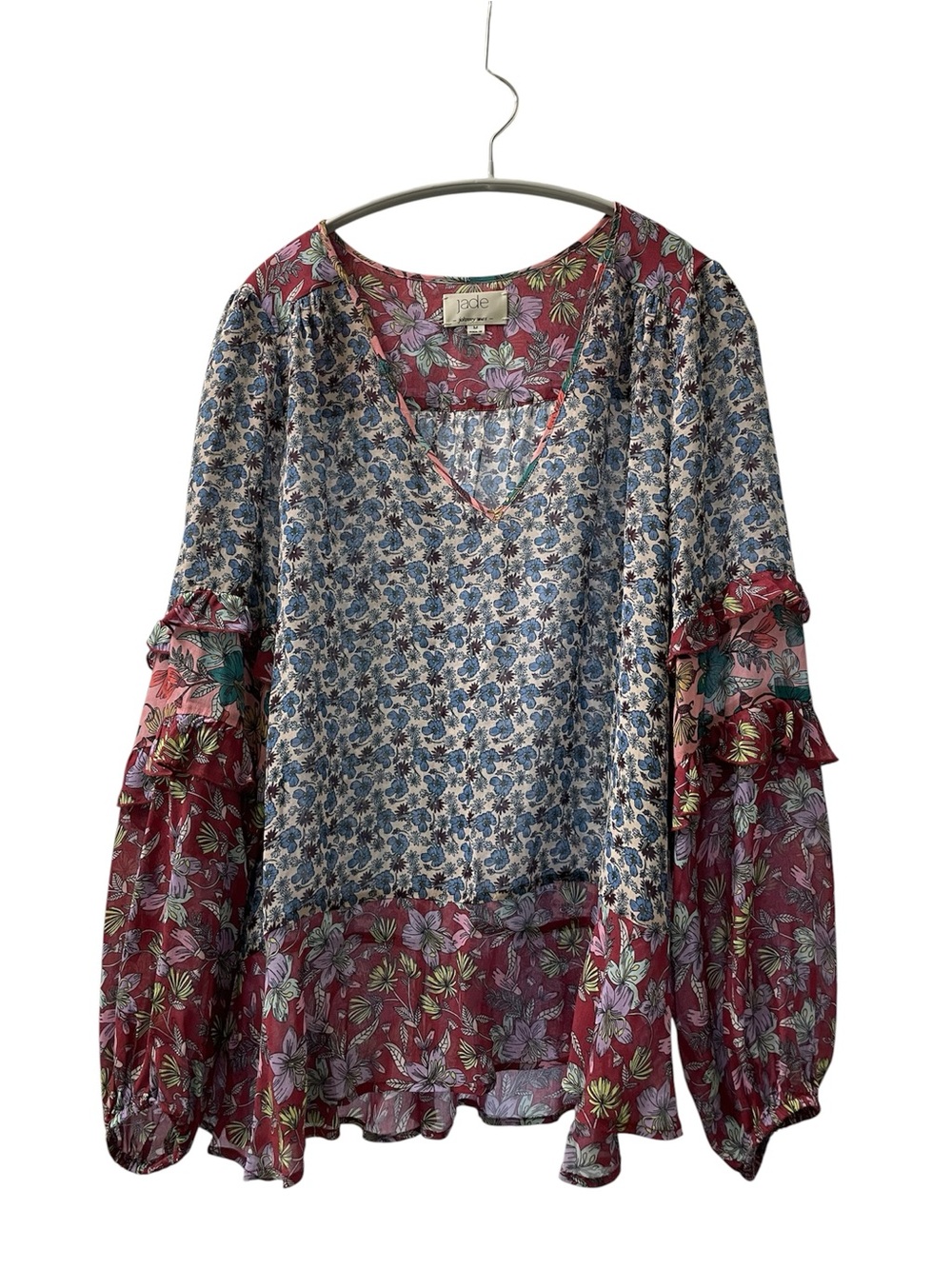 Jade By Johnny Was Rashida Mixed Print Peasant Top